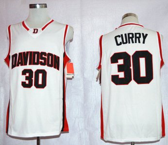 Maillot De Basket NCAA Davidson Wildcat Stephen Curry 30 College Basketball Blanc